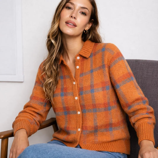Women's Buffalo Check Knit Cardigan
