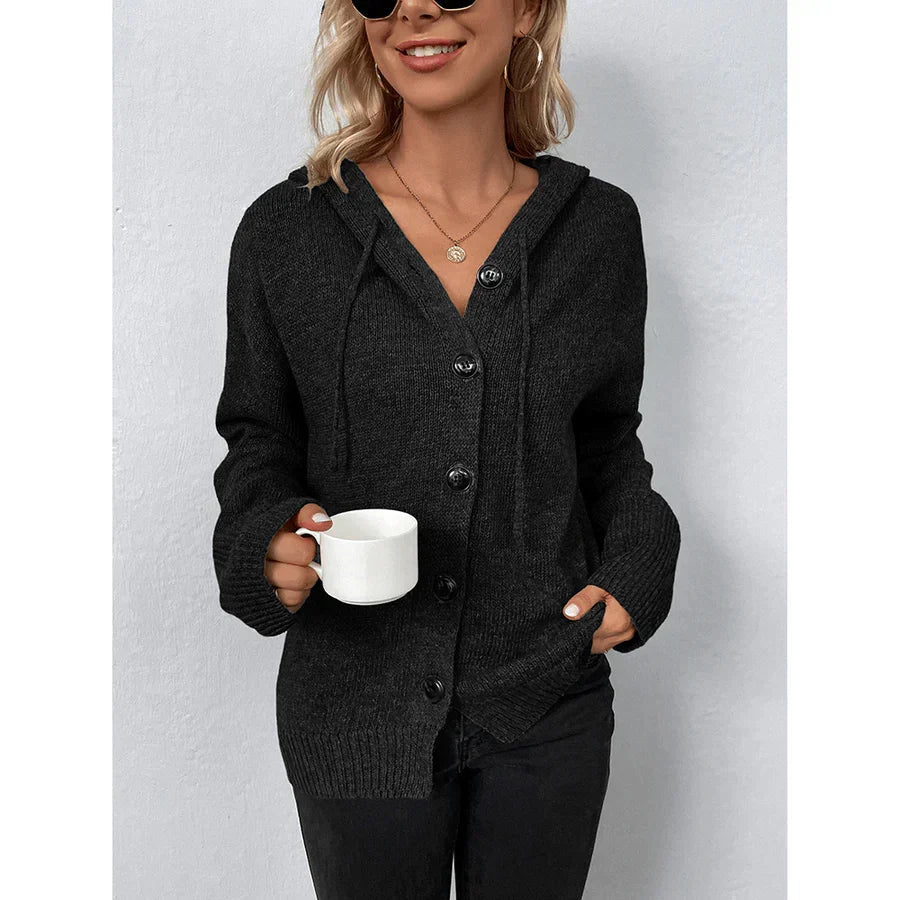Women's Hooded Button Front Cardigan