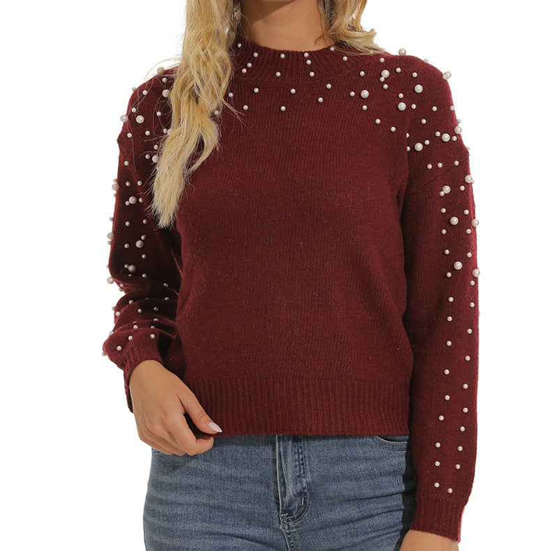 Women's Pearl Trim Knit Sweater