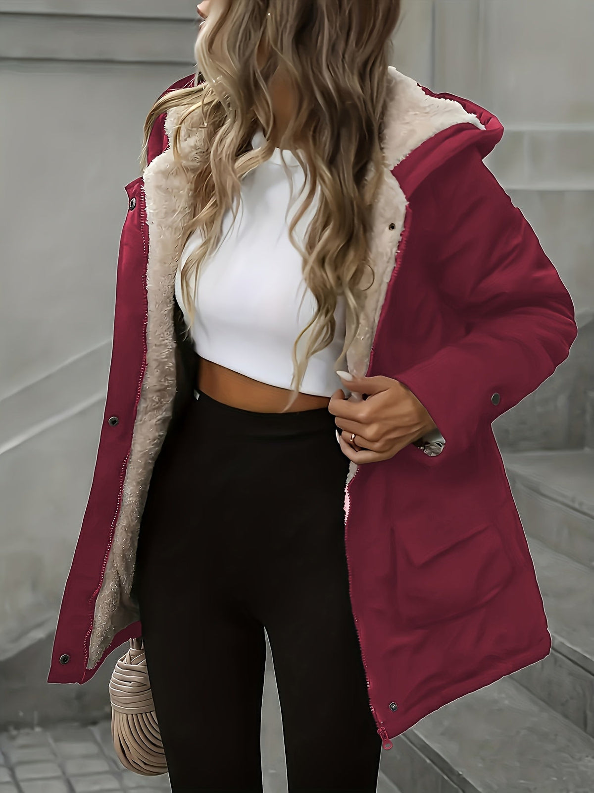 Women's Fleece Lined Longline Hooded Parka
