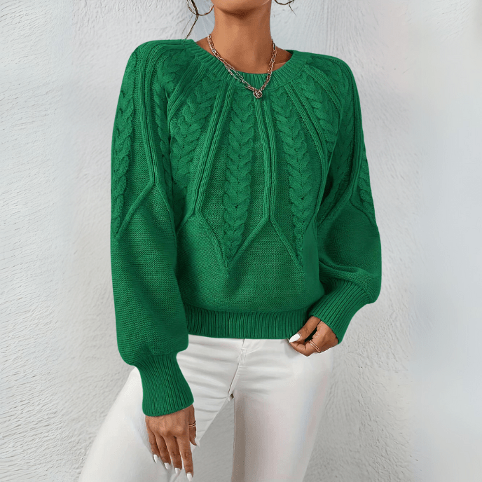 Women's Bubble Sleeve Cable Pullover