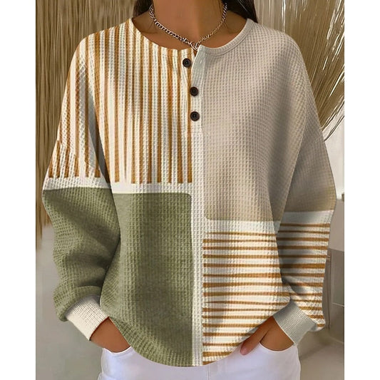 Women's Geometric Pattern Buttoned Shoulder Top