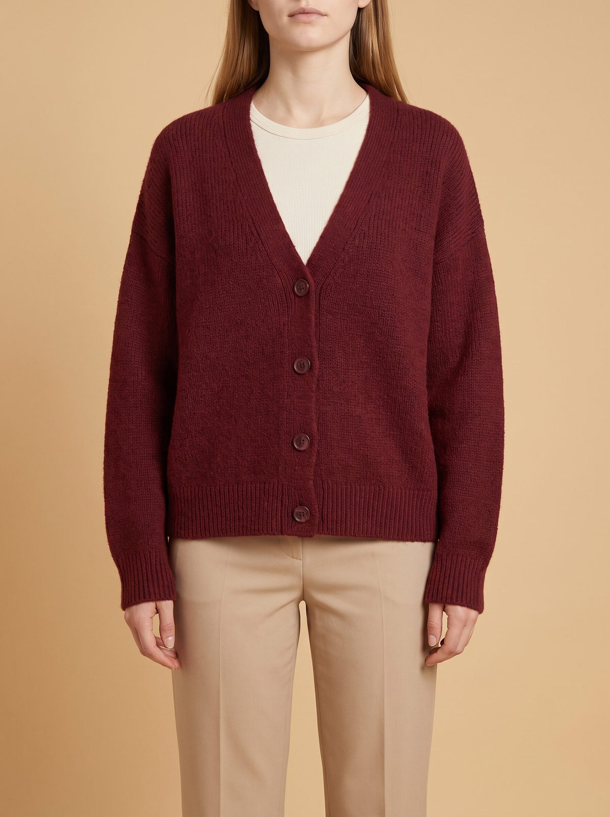 Women's Relaxed V-Neck Knit Cardigan
