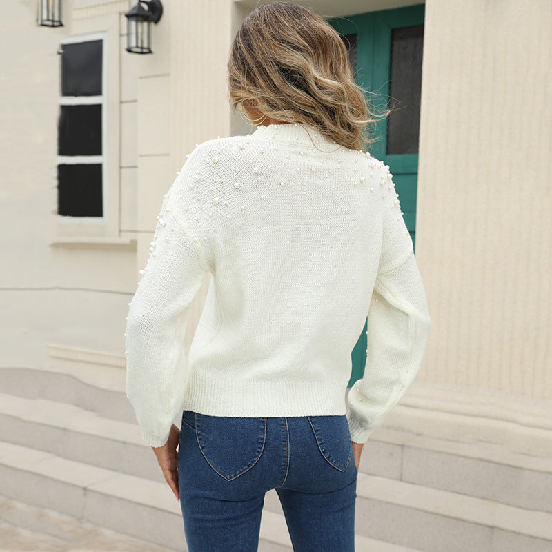 Women's Pearl Trim Knit Sweater