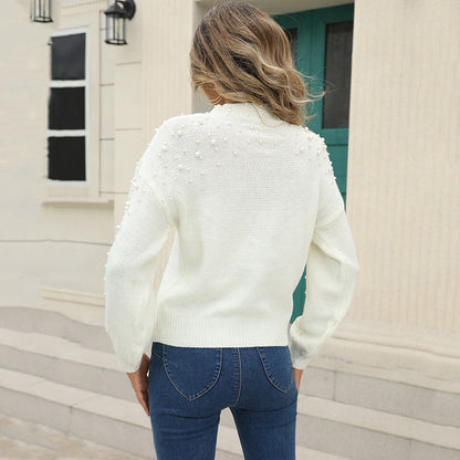 Women's Pearl Trim Knit Sweater