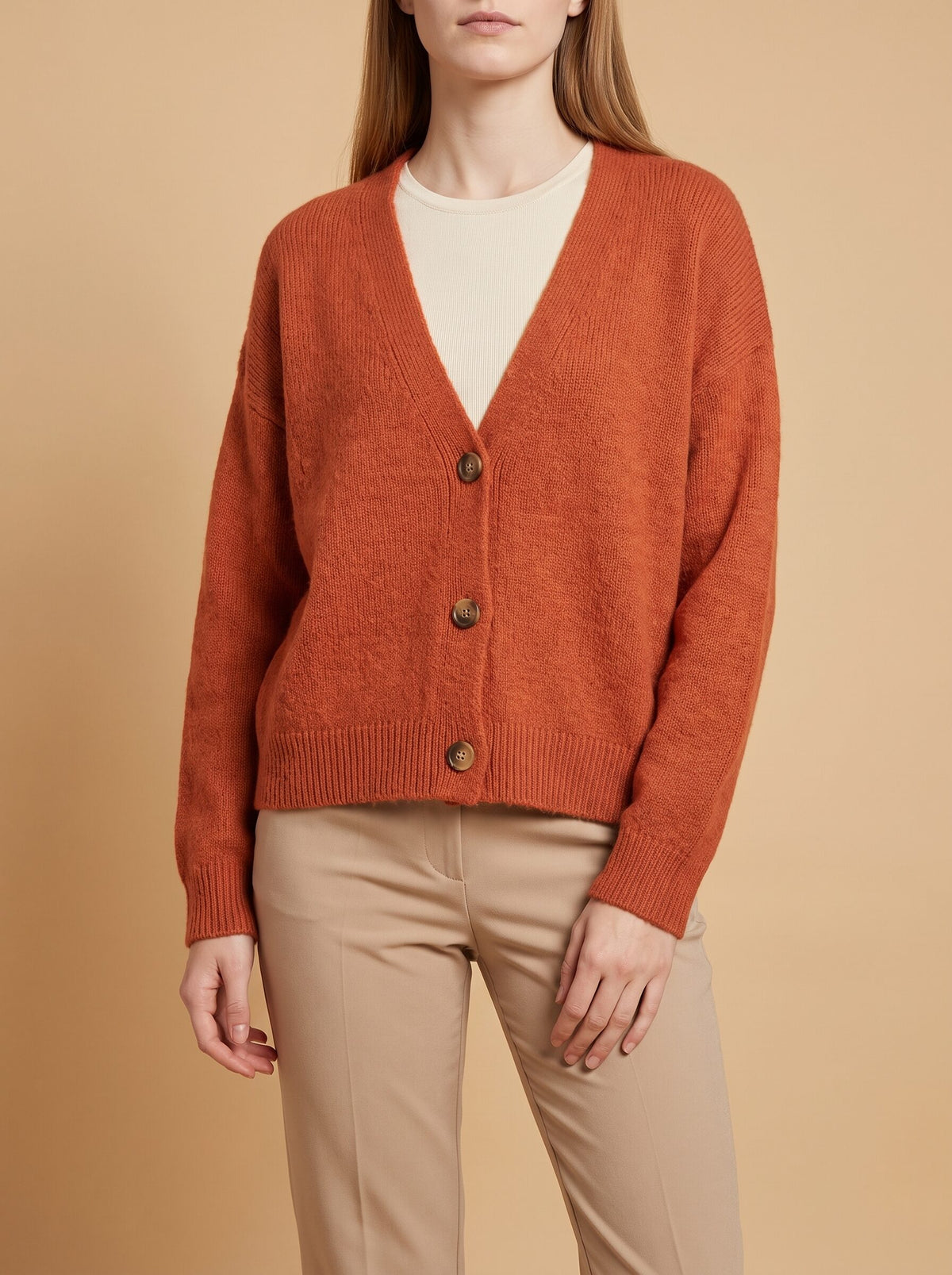 Women's Relaxed V-Neck Knit Cardigan