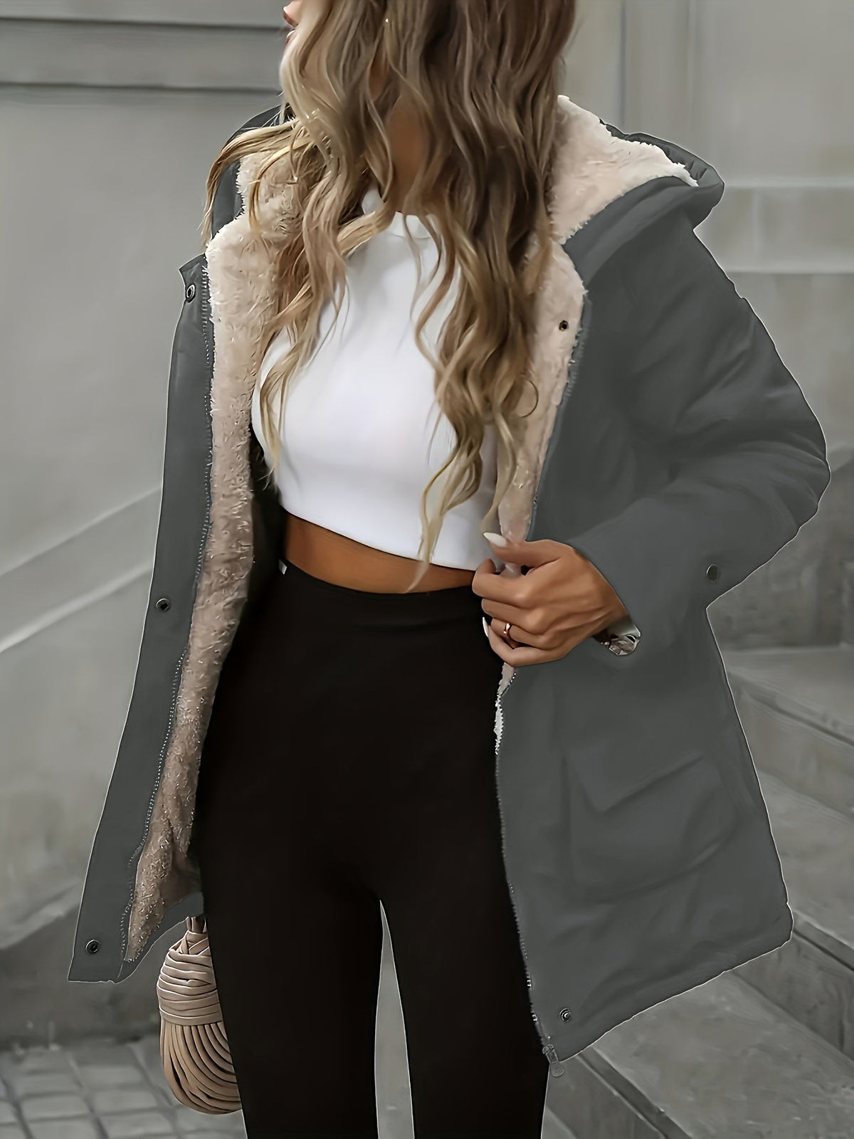 Women's Fleece Lined Longline Hooded Parka