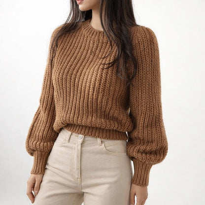 Women's Cropped Balloon Sleeve Sweater