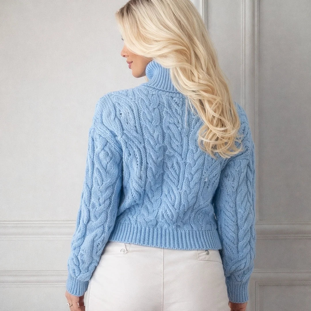 Women's Cable Knit Funnel Neck Sweater