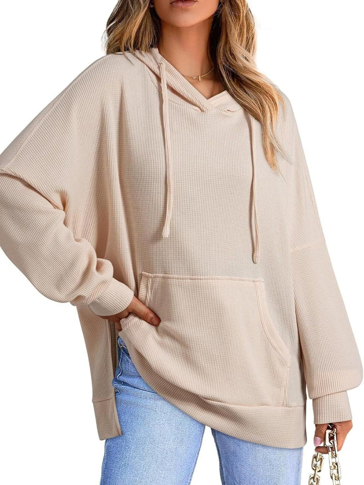 Women's Relaxed Knit Hoodie with Vents