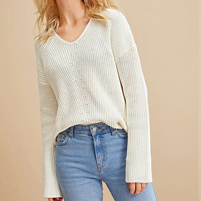 Women's Loose Fit V Neckline Jumper