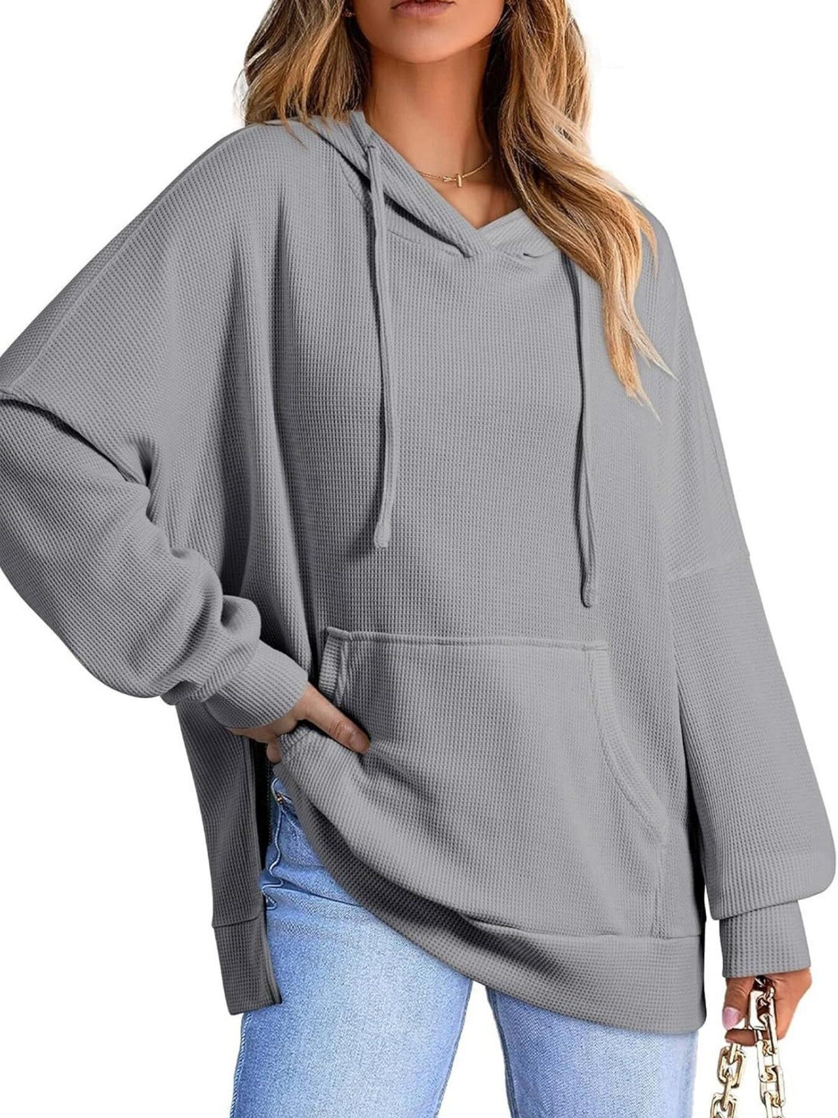 Women's Relaxed Knit Hoodie with Vents
