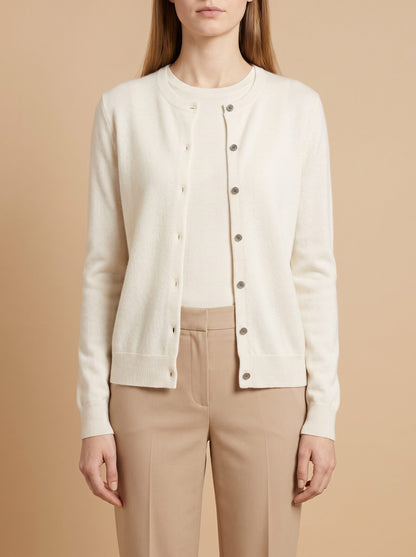 Women's Crew Neck Button Cardigan