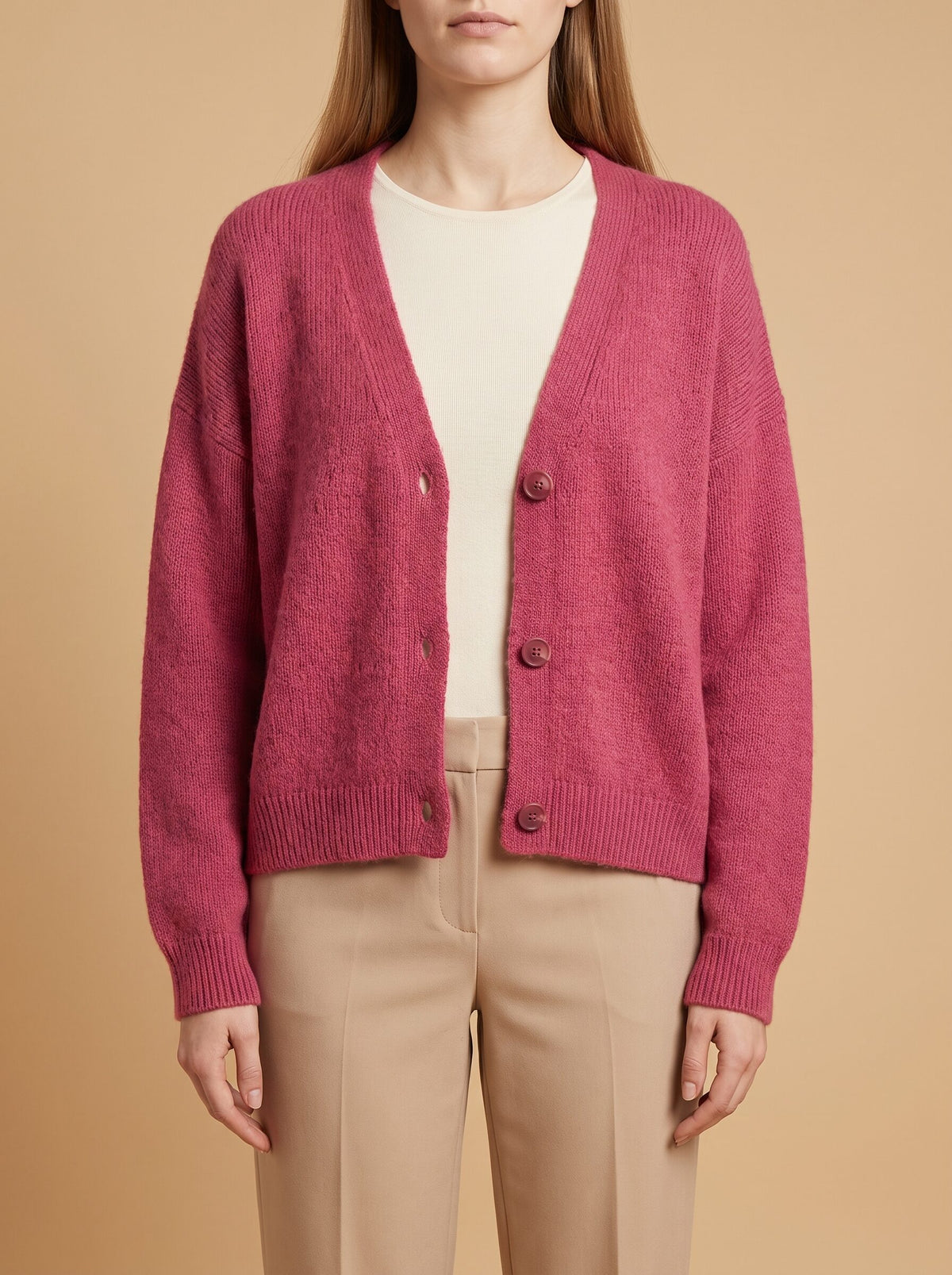 Women's Relaxed V-Neck Knit Cardigan