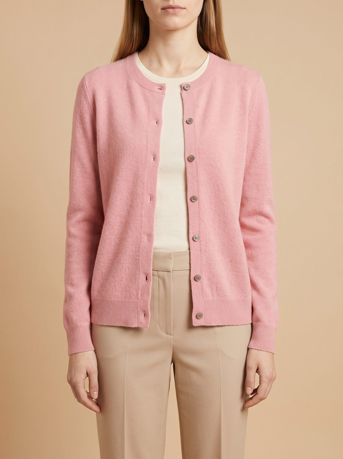 Women's Crew Neck Button Cardigan