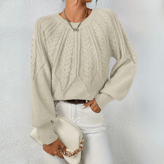 Women's Bubble Sleeve Cable Pullover
