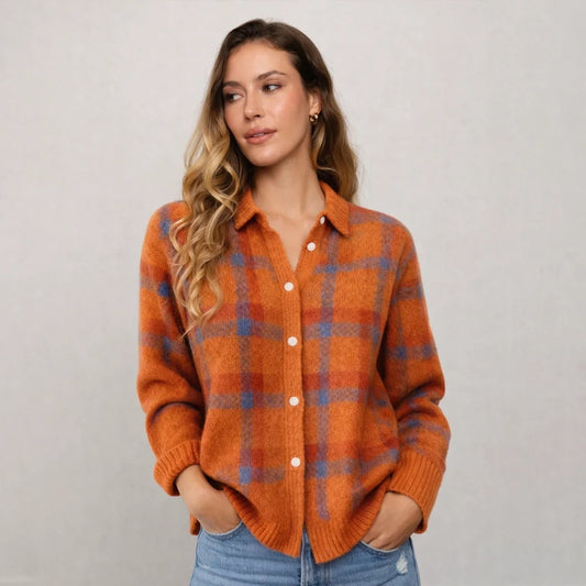Women's Buffalo Check Knit Cardigan
