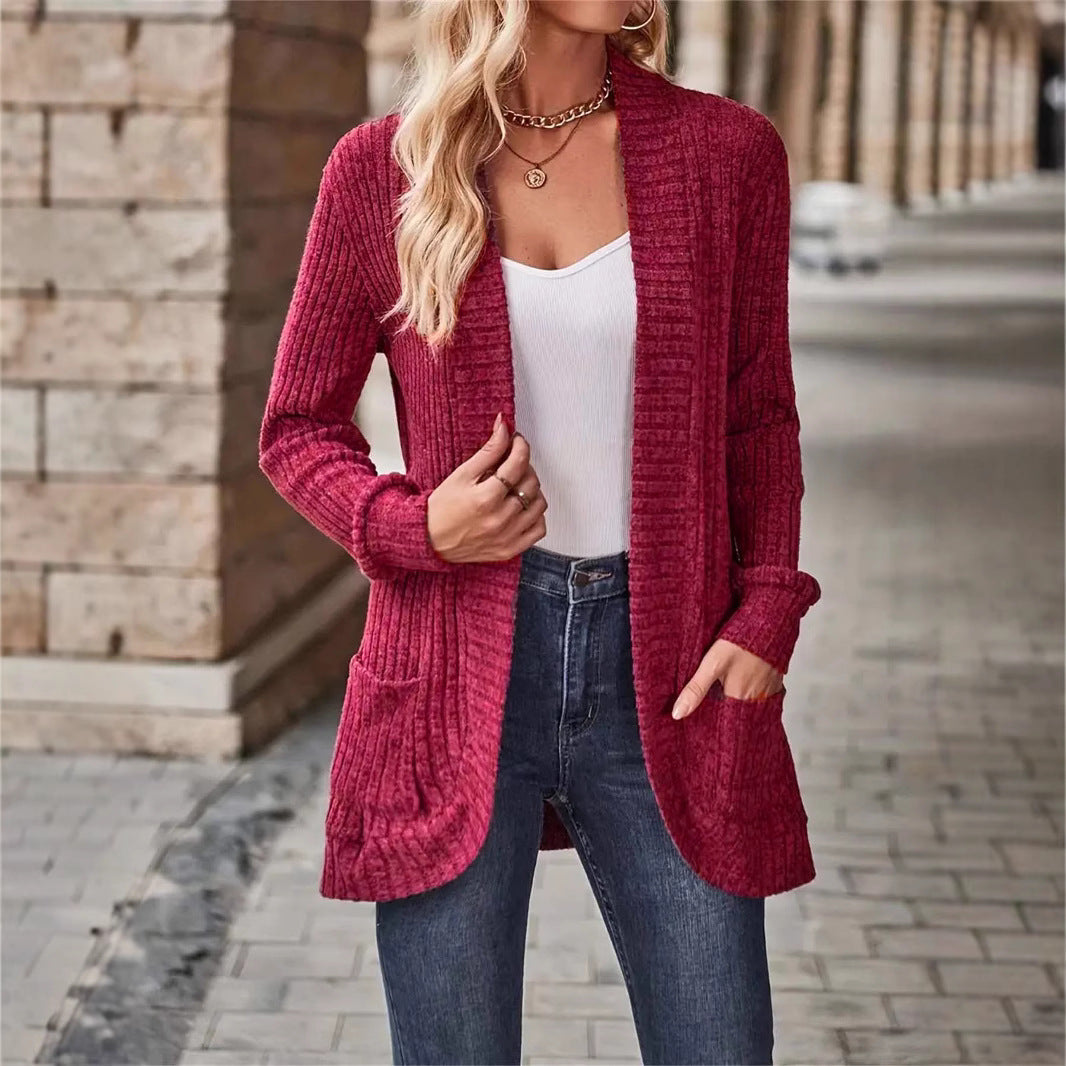 Women's Long Cardigan with Side Pockets