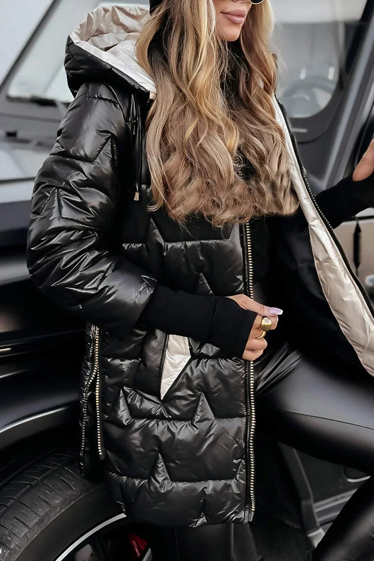 Women's Glossy Hooded Puffer Parka
