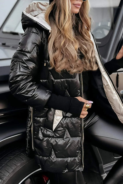 Women's Glossy Hooded Puffer Parka