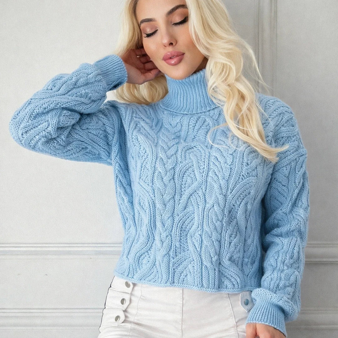 Women's Cable Knit Funnel Neck Sweater
