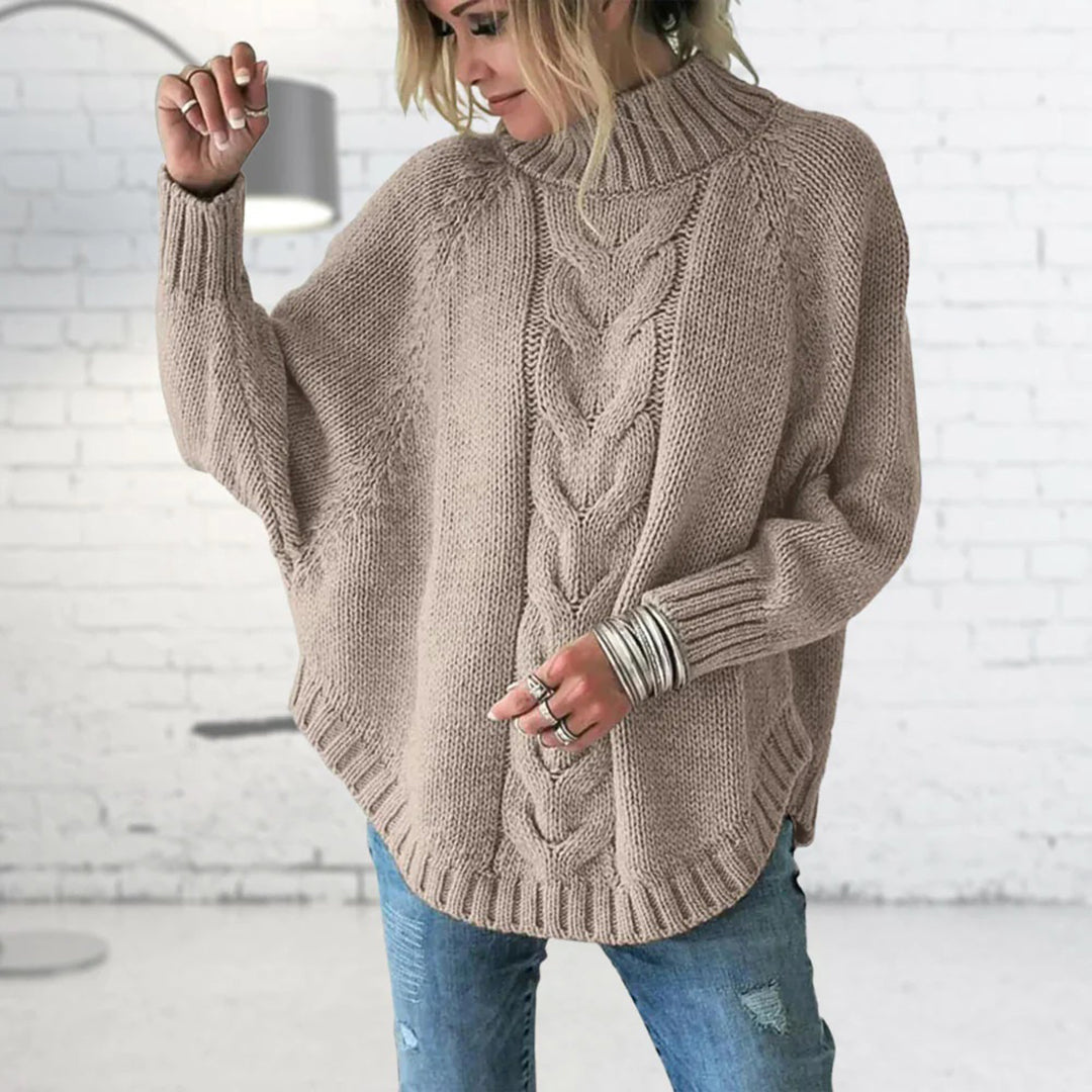 Women's Oversized Cable Knit Turtleneck
