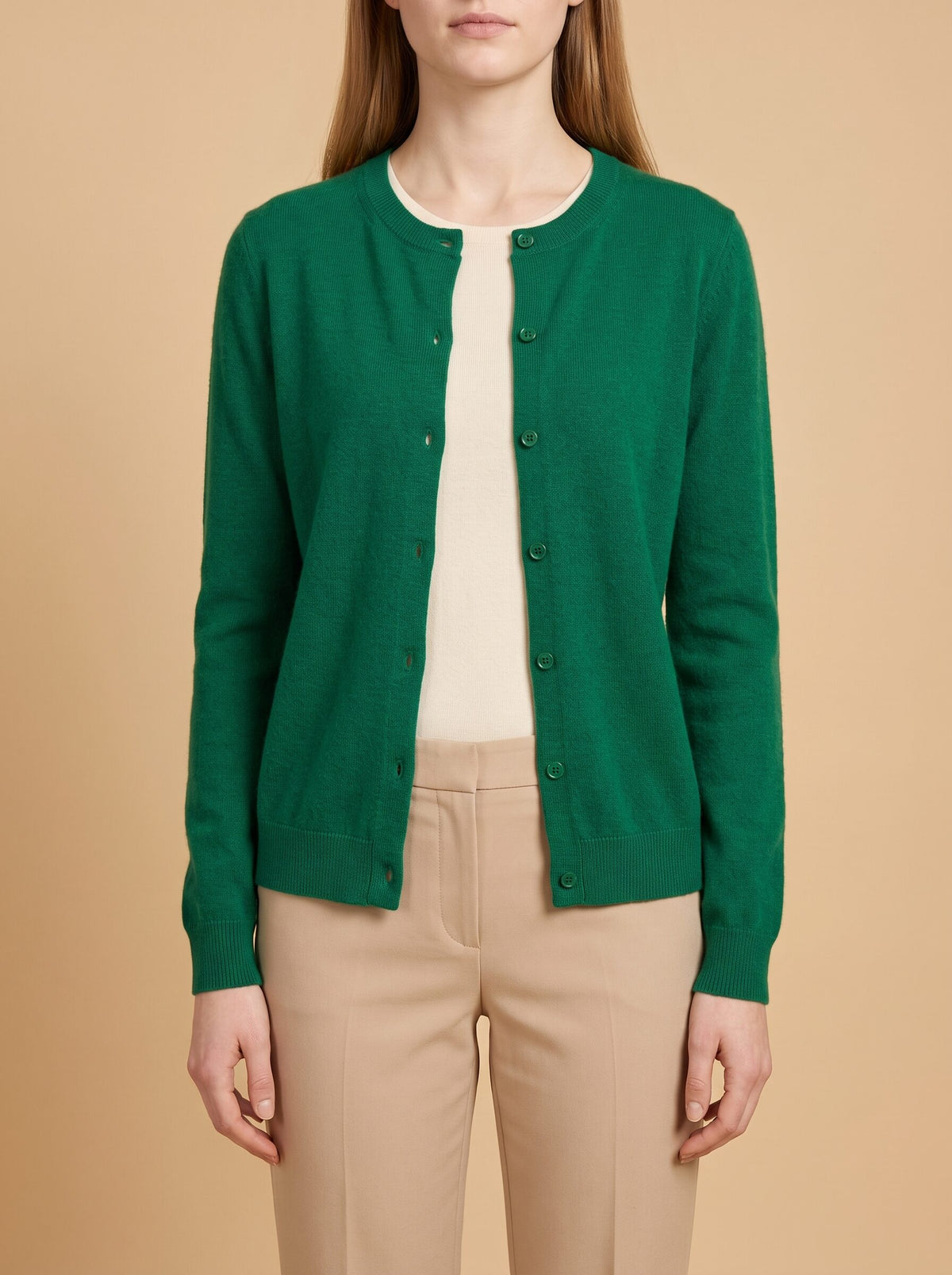 Women's Crew Neck Button Cardigan