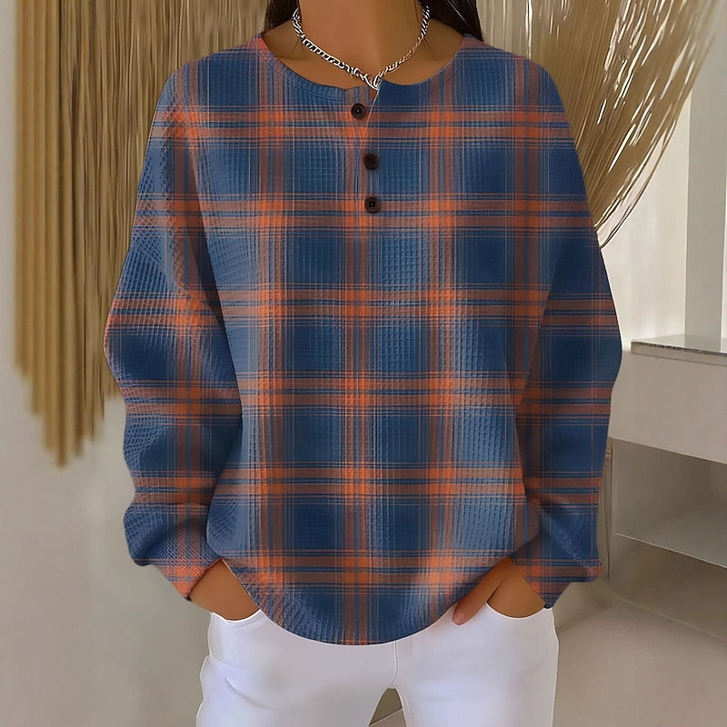 Women's Geometric Pattern Buttoned Shoulder Top