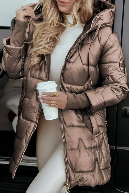 Women's Glossy Hooded Puffer Parka