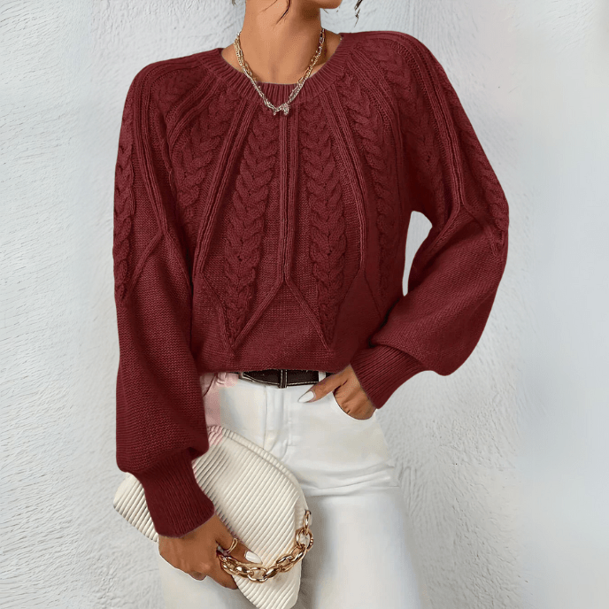 Women's Bubble Sleeve Cable Pullover