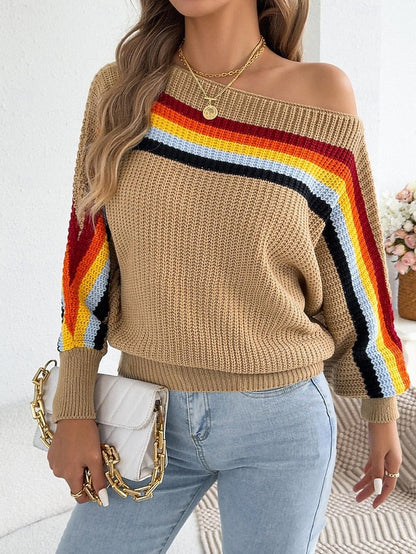 Women's Bardot Stripe Chunky Knit Top