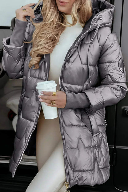 Women's Glossy Hooded Puffer Parka