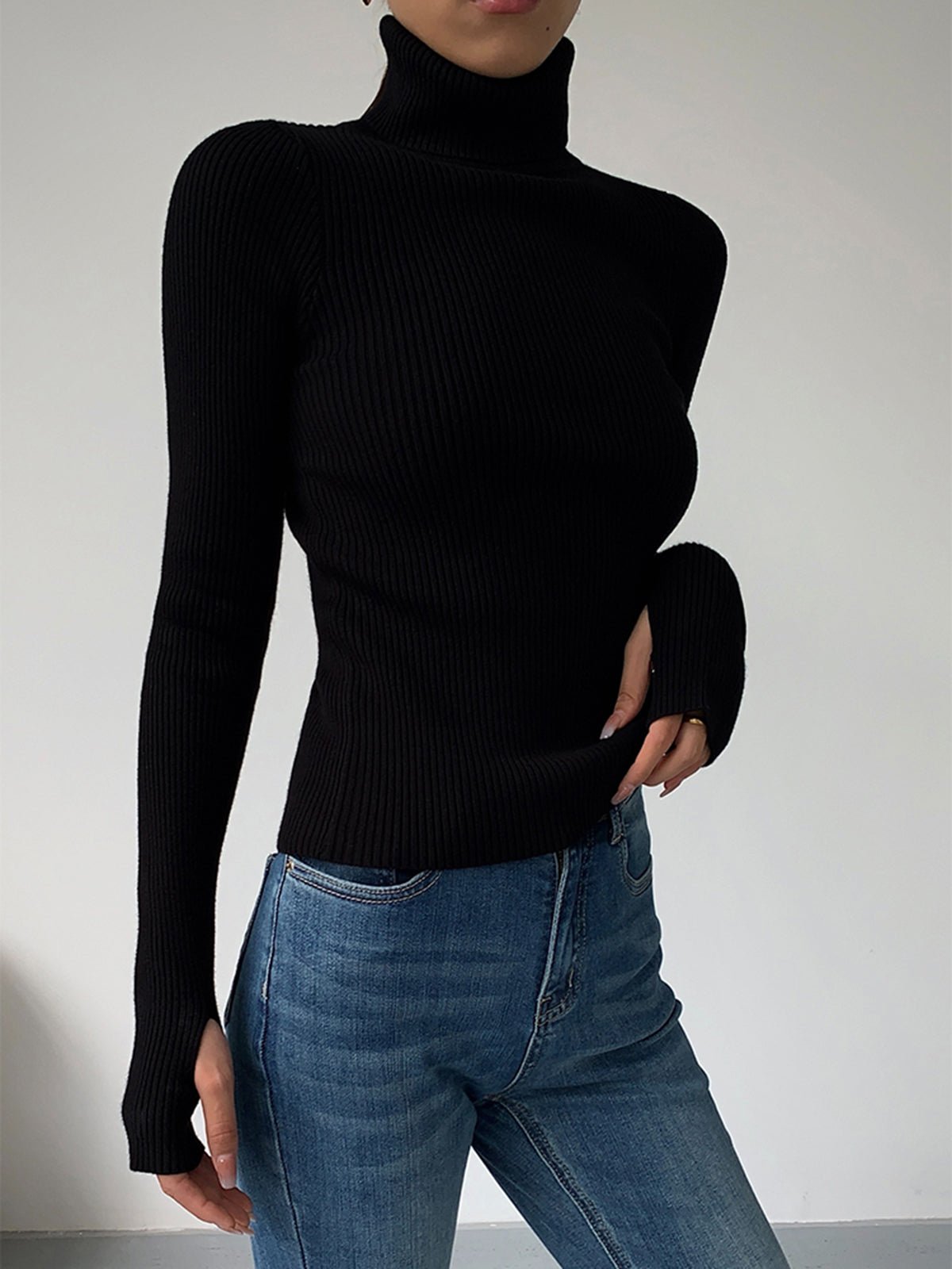 Women's Ribbed Long Sleeve Turtleneck