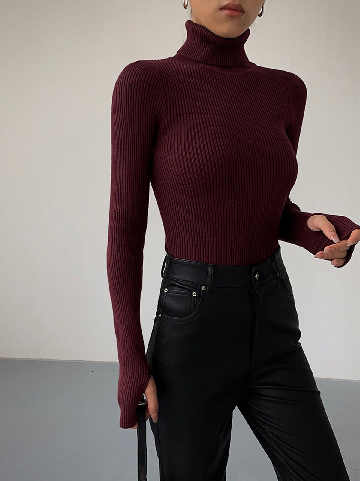 Women's Ribbed Long Sleeve Turtleneck