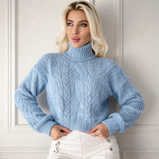 Women's Cable Knit Funnel Neck Sweater