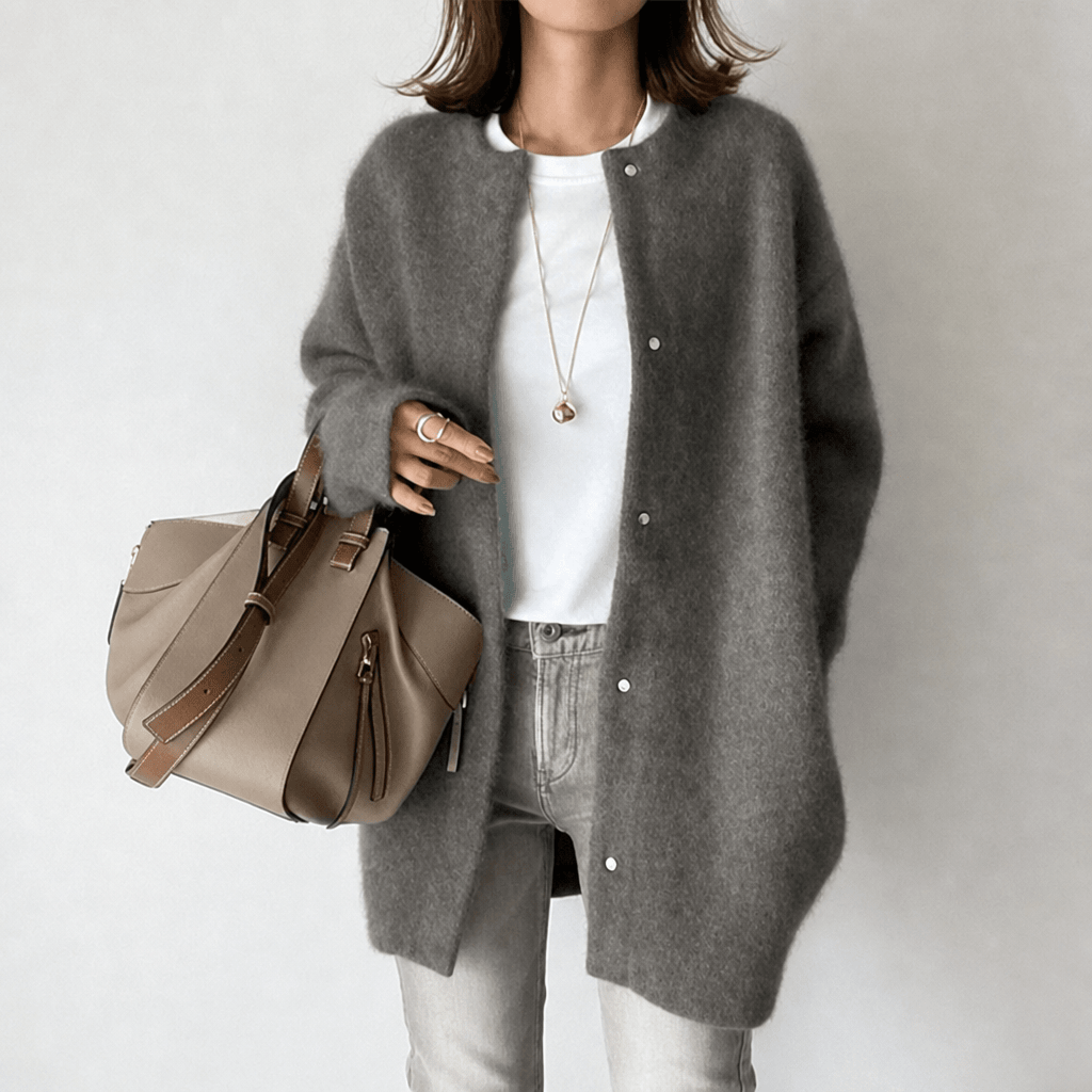 Women's Longline Collarless Knit Cardigan