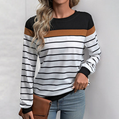 Women's Contrast Sleeve Striped Sweater