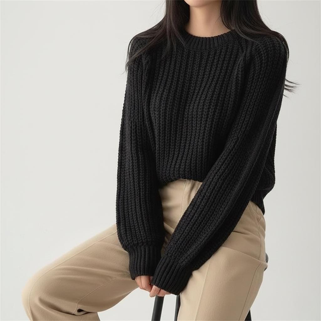 Women's Cropped Balloon Sleeve Sweater