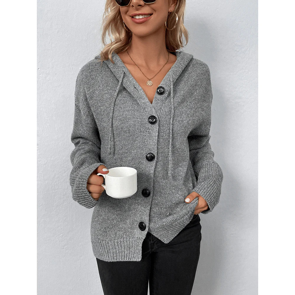 Women's Hooded Button Front Cardigan
