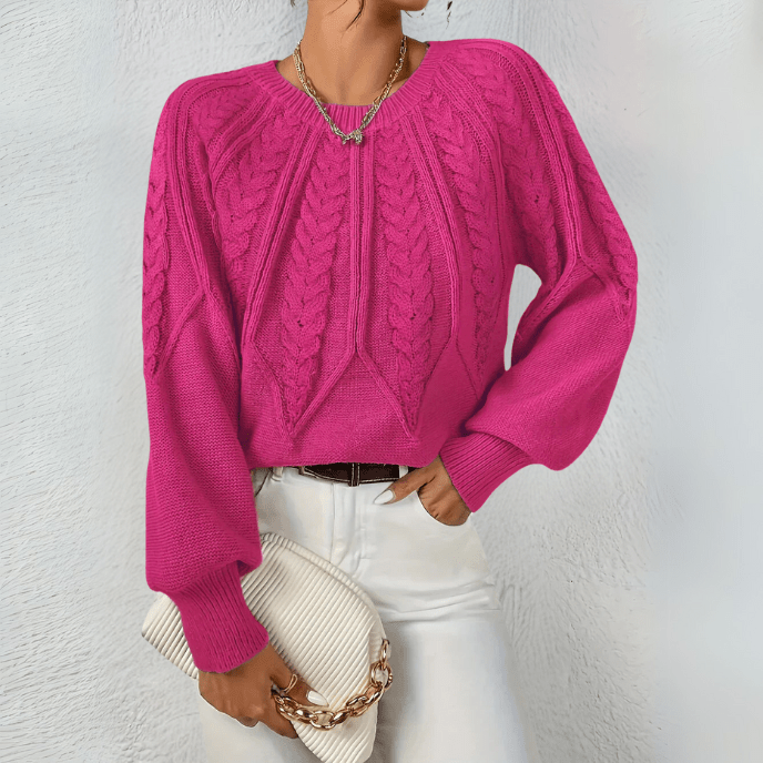 Women's Bubble Sleeve Cable Pullover