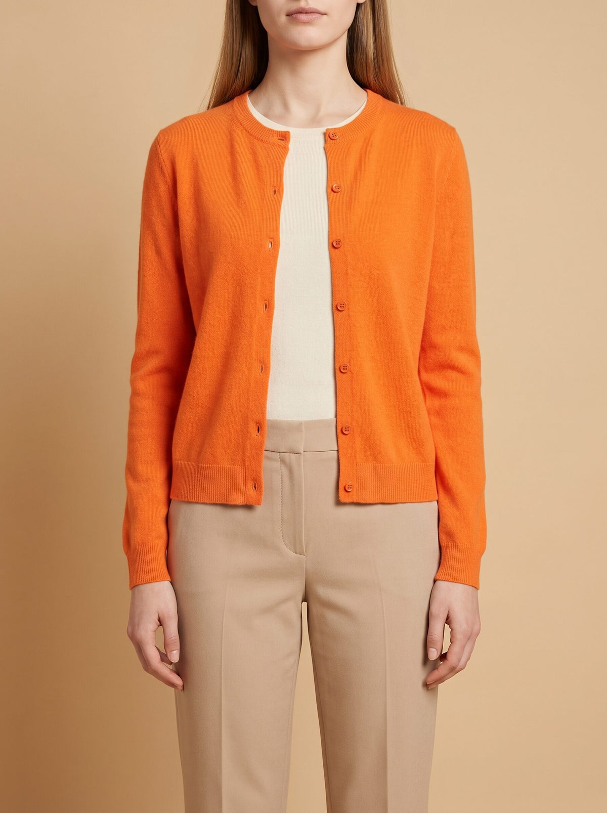 Women's Crew Neck Button Cardigan