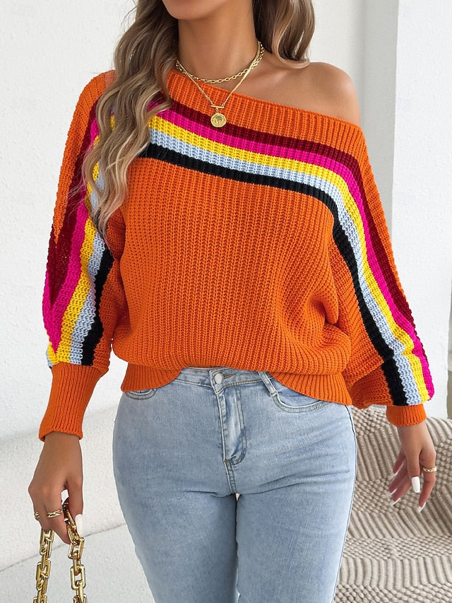 Women's Bardot Stripe Chunky Knit Top