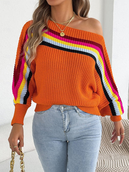Women's Bardot Stripe Chunky Knit Top