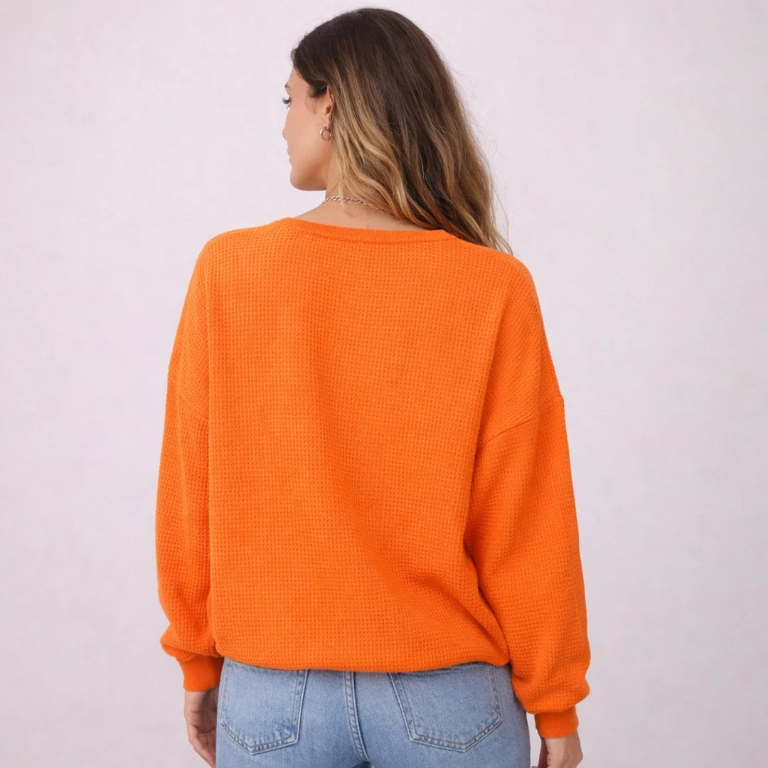 Women's Textured Waffle Henley Pullover