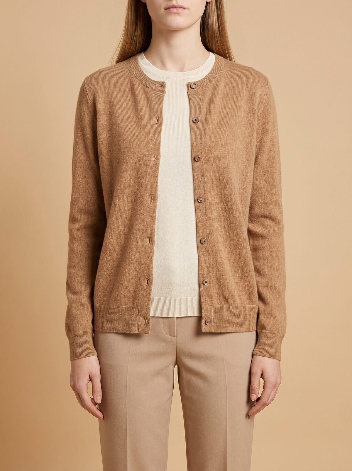 Women's Crew Neck Button Cardigan