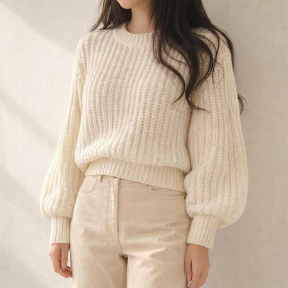 Women's Cropped Balloon Sleeve Sweater