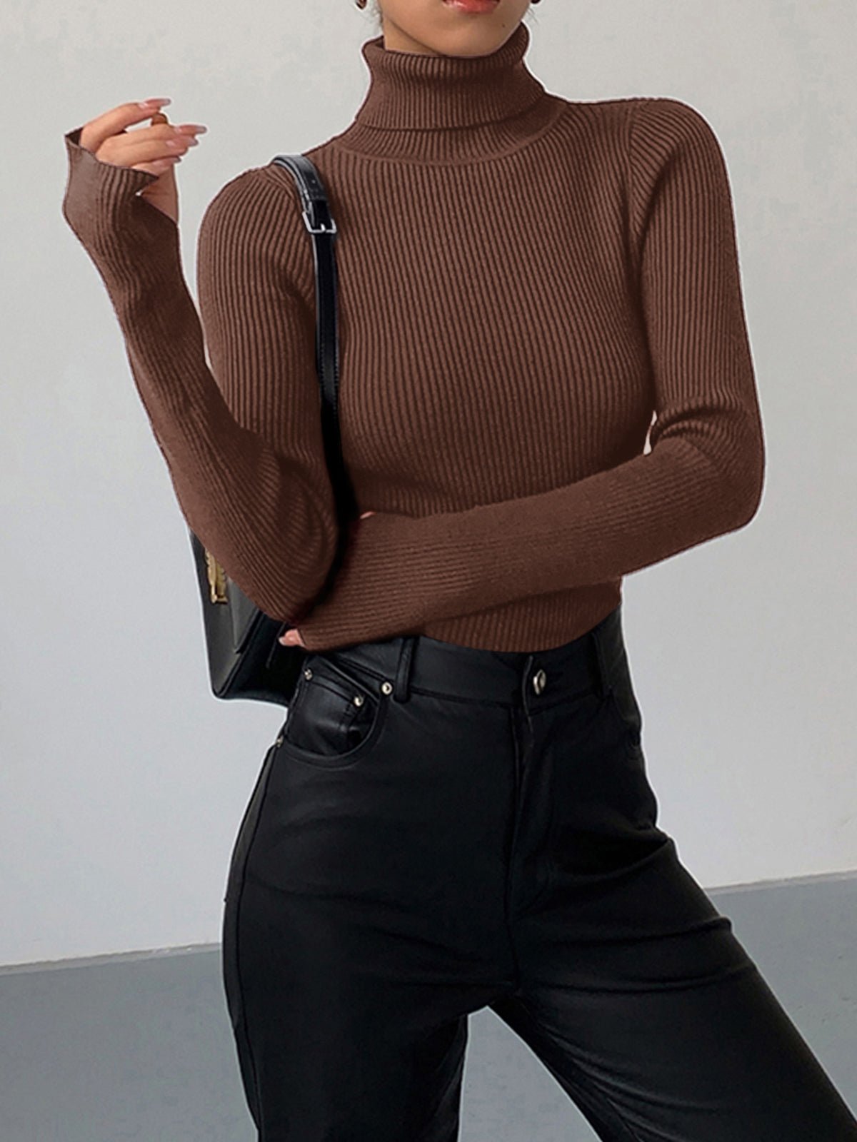 Women's Ribbed Long Sleeve Turtleneck