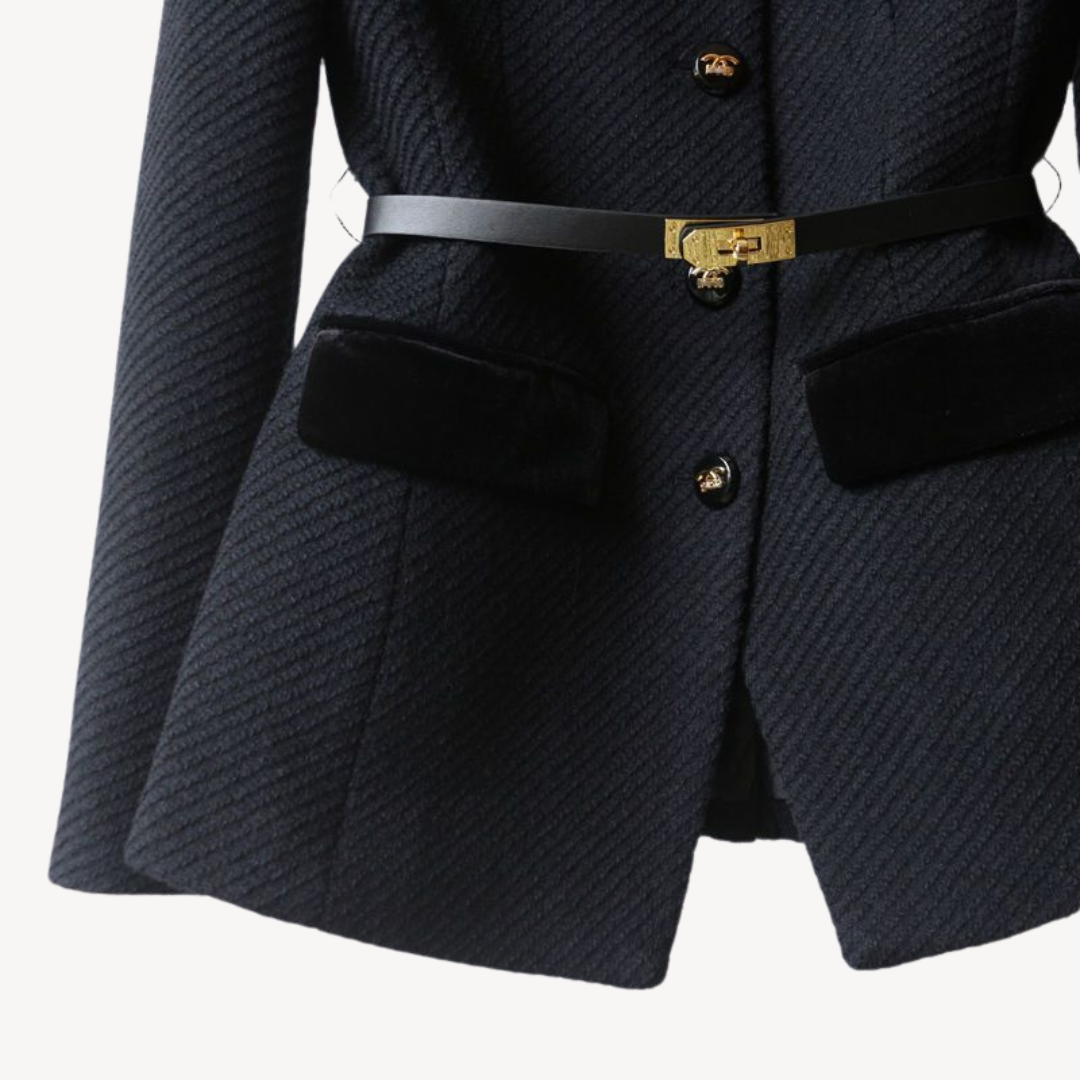 https://cdn.shopify.com/s/files/1/0957/7286/8982/files/Womens-Tailored-Belted-Blazer-Velvet-Detail-Gold-Tone-Finish-5.png?v=1770236860