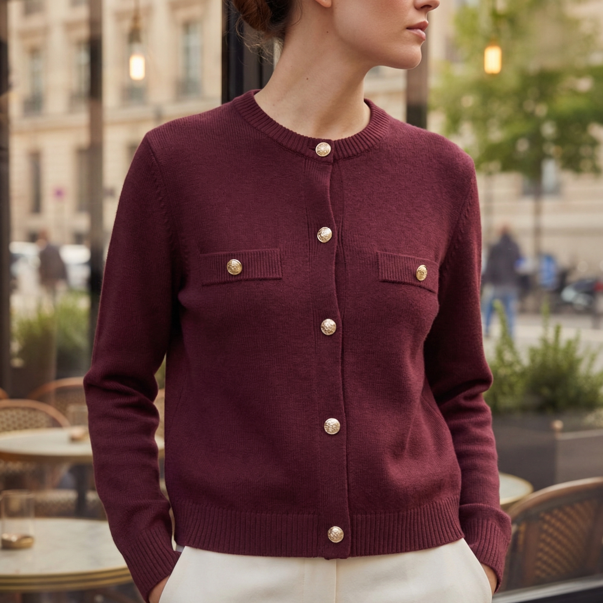Women's Military Button Longline Cardigan