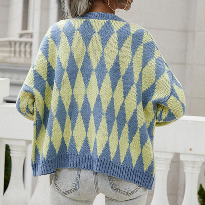 Women's Diamond Pattern Knit Cardigan